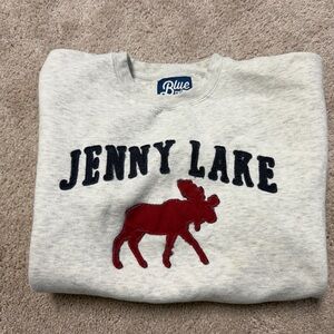 Jenny Lake Grand Tetons Wyoming Embroidered Sweatshirt -Heather with Navy & Red